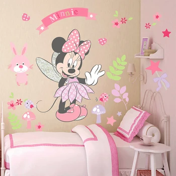 Disney Minnie Mouse Autocolante De Perete Pentru Copii Fete Copii Camere Pepinieră Decor Acasă Vinil Desene Animate Wall Decal Diy Mural Art Decor