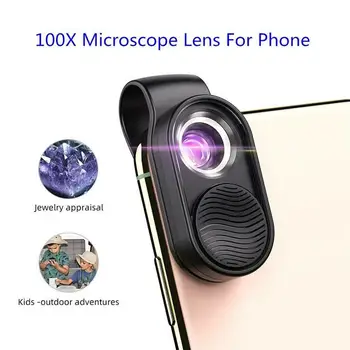 APEXEL 100X Obiectiv Microscop Micro Len Mare Mărire de Lumină LED Microscoape Pentru Smartphone-uri iPhone Munca de Laborator Evaluarea Bijuterii