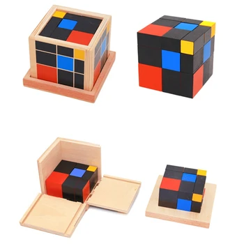Învățare timpurie, de Învățământ Jucării Montessori din Lemn Trinom Cube pentru Copii mici