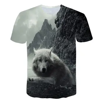 Tendință de moda Lup Tricou Cerul Înstelat T -Shirt de Imprimare 3d Animal Casual Bărbați 'S T -Shirt 2020 Vara Noi Topuri
