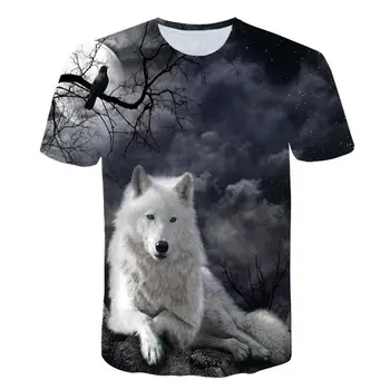 Tendință de moda Lup Tricou Cerul Înstelat T -Shirt de Imprimare 3d Animal Casual Bărbați 'S T -Shirt 2020 Vara Noi Topuri