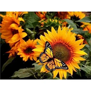 Gatyztory 60×75cm Floarea-soarelui Rama Tablou De Numere de Panza cu Flori de Colorat pictat manual Diy Cadou Home Decor de Perete