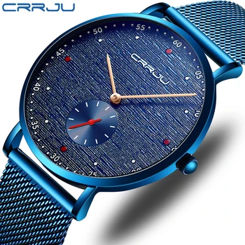 Top Brand de Lux CRRJU Moda Barbati Ceas Casual Sport rezistent la apa Slim Plasă Curea de Ceas de mână pentru Bărbați Cadouri Relogio Masculino