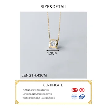 INZATT Real Argint 925 Pătrat Zircon Pandantiv Colier Pentru Femei de Moda Hiphop Bine de Bijuterii Accesorii Minimaliste Cadou