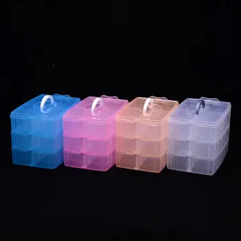 Reglabil Pe 3 Nivele De Plastic Transparent Cutie De Depozitare Cutie De Depozitare Pentru Bijuterii Diamond Broderie Ambarcațiuni Șirag De Mărgele Pastila Instrument De Stocare De 4 Culori