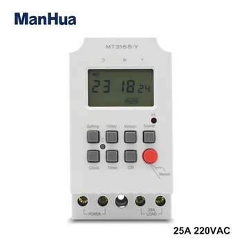 ManHua 220VAC 25A pe Șină Din Timer Programabil MT316S-Y cu LCD de zi cu Zi/Lunar Timer/Anual Digital de Comutare Timp de