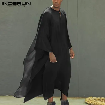 Bărbați în Robe Largi Streetwear Neregulate Caftan de Culoare Solidă arabe Islamice Musulmane Caftan O Neck Vintage Haine Barbati S-5XL INCERUN