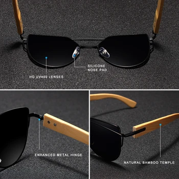 KINGSEVEN lucrate Manual din Lemn de ochelari de Soare Barbati Bambus ochelari de soare UV400 Femei Marca Design Original din Lemn Ochelari Oculos de sol masculino