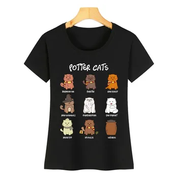 VIP HJN Topuri Tricou Femei Potter Pisici Pisica Iubitor de benzi Desenate Inscripții Personalizate Femei Tricou