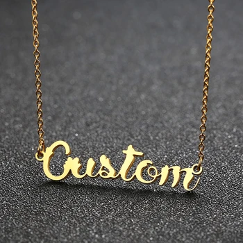 Nume personalizat Colier Femei Personalizate din Oțel Inoxidabil de Culoare de Aur Nameplated Cravată Coliere Bijuterii Guler BFF Accesorii