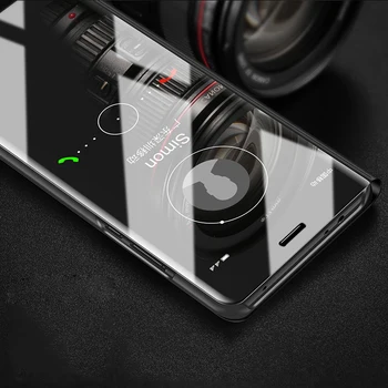 Aurorele Pentru Realme C15 Caz Suport Stativ Flip Mirror View Telefon Caz Pentru Realme C15 Rezistent La Șocuri Mirror View Cover