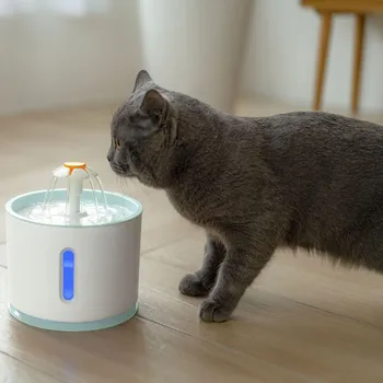 2.4 L Automată Pisica de Apa Fantana cu LED-uri de Lumină Electrică USB Pentru Animale de companie Distribuitor de Apă Pisica Alimentator Automat de Băuturi Filtru 3 Stil