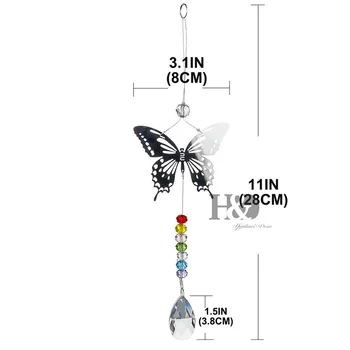 H&D 2 buc Manual Butterfly Crystal Prism Curcubeu Filtru cu mai Multe Culori Margele Agățat Suncatcher Ornament
