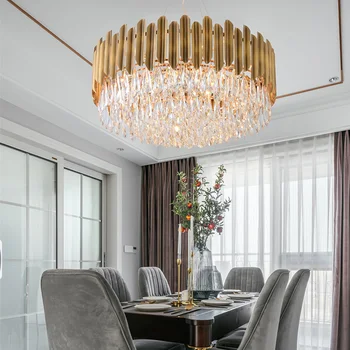 Minimalist Modern, lustre pentru living candelabru de cristal de iluminat sala de mese lampă de tavan cu led, cupru lustru