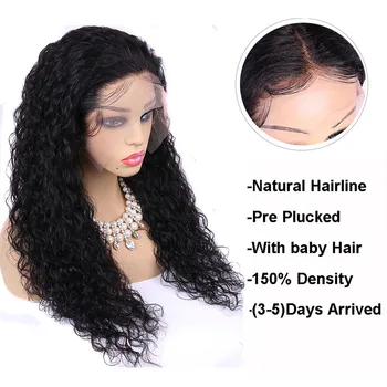 Maxine Val de Apă Peruca 360 Dantela Frontal Peruca Pre Smuls cu Copilul Păr 150% Ud și Ondulat Părul Uman 360 Peruci Dantela pentru Femei de culoare