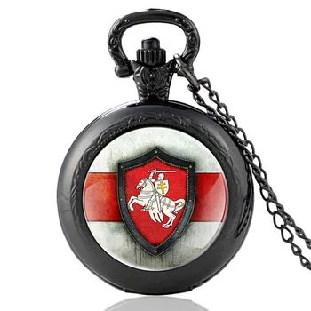 Retro Republica Belarus Simbol Cabochon de Sticlă de Cuarț Ceas de Buzunar Vintage Bărbați Femei cavaler Pandantiv Colier cu Lanț de Ore Ceas