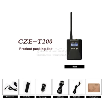 CZE-T200 CZERF PLL Transmițător FM Stereo 0-0.2 W MONO MINI Radio Difuzat de Postul de 1000mAh Pentru Ședințe/Turism/Campus