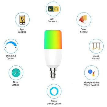 7W WiFi Inteligent Bec E14 LED RGB Lampa de Control Vocal Lucra Cu Alexa/Google Acasa Estompat Funcția Timer Inteligent Bec