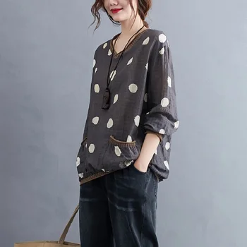 Stil coreean bumbac plus dimensiune vintage casual toamna vrac tee tricou femei t-shirt doamnelor tricou haine 2021 topuri streetwear
