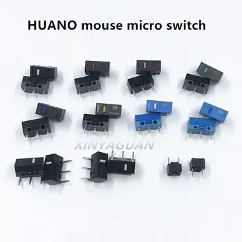 50Pcs/lot HUANO mouse-ul micro comutator cu Buton (culoare Albastra Shell / Albastru / Roz / Galben / Verde / Alb) General OMRON pătrat cu 3 pini comutator