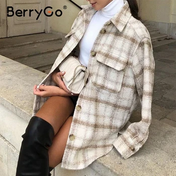 BerryGo Casual Carouri femei top Vrac picătură umăr maneca buton rever buzunar Top High street style toamnă caldă tricou 2020