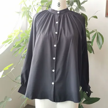 Primavara cu Maneci Lungi T-shirt Negru Solid Doamne de Birou Elegant coreeană de Bază Vrac Femei Pulover Topuri Tricouri Supradimensionate Minimalist