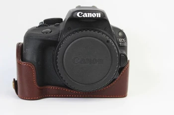 NOUA Piele PU Jumătate Caz pentru canon eos 100D Digitale SLR 100D Camera Maro/Negru/Cafea