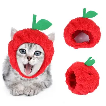 Pălărie pentru animale de companie Cățeluș Pisica Dress Up Apple Frizură Pisica Dress Up Pălărie de Rouă Urechi Pisica Pălării de Fructe Pălărie pentru Pisica Catel Apple Pălărie