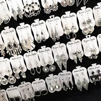 En-gros de 30 de Perechi de Femei Retro Antic Placat cu Argint Picătură Cercei Bijuterii Cadouri de Petrecere Mix de Stiluri