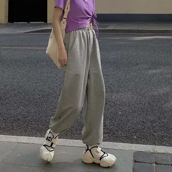 Pantaloni Casual de Toamna Talie Mare Harem Plin Lungime Supradimensionat Harajuku Streetwear Solid Bf All-meci Jogging-coreean Femei Vrac Noi