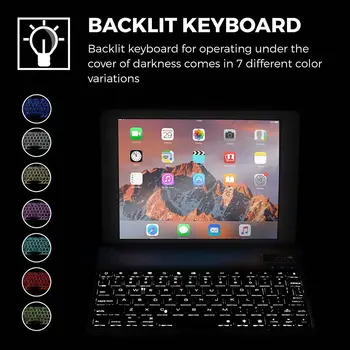 Pentru iPad mini 1/2/3/4/5 Ultra Subțire Inteligent din Aluminiu cu Bluetooth rusă/spaniolă/Tastatură ebraică Caz Acoperă Cu 7 Culori LED Backlit
