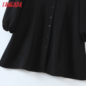 Tangada Femei de Moda Dantelă Neagră Patchwork Rochie V-Neck Maneca Lunga Doamnelor Rochie Mini Vestidos SL167