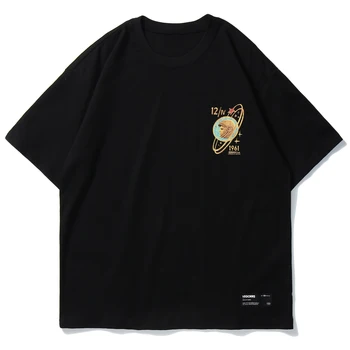 LACIBLE Pământ Rachete Print T Camasa Barbati Femei Supradimensionat Hip Hop Streetwear Topuri de Bumbac 2021SS Vara Harajuku Maneci Scurte T-Shirt