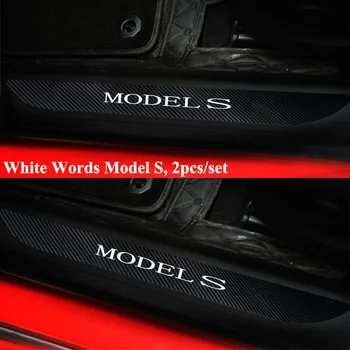 2 buc/set Fibra de Carbon, Masina de stil Fața Pragului Ușii Pedala de bun venit Autocolant Capacul Protector Styling Accesorii Auto pentru Tesla Model S