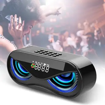 Cool Owl Design Dublu Boxe Soundbar cu Subwoofer LED Flash, Bluetooth Boxe Wireless Sound Bar Ceas cu Radio casetofon