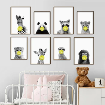 Panda Zebra, Girafa, Leu Raton Animale De Artă Panza Pictura Nordică Postere Si Printuri Poze De Perete Pentru Camera Copilului Decor