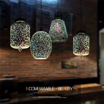 3D moderne pline de culoare Nordic Cerul Înstelat Agățat de Sticlă Umbra Pandantiv Lampa E27 LED Pentru Bucatarie Restaurant Living