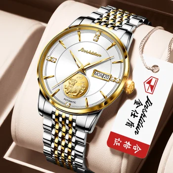JSDUN Lux Ceas Automatic Barbati aur Adevărat PIXIU de Cristal Safir Ceas de mână Mecanice Stianless Oțel Ceasuri pentru Bărbați Maturi