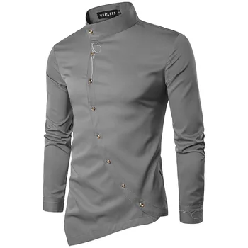 2017 noua Moda de Primăvară broderie Subțire de Afaceri Camasi Barbati Casual Neregulate Tricou Trendy Nou Stand de Guler camasa pentru barbati