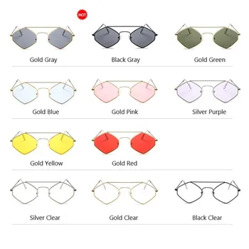 Metal Romb ochelari de Soare pentru Femei Transparent Poligon Doamnelor ochelari de Soare Vintage Ochelari Ochelari de Soare pentru Femei Ochelari de Festival