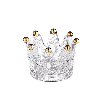 Nordic Sticlă Crown Ceai Lumina Lumanarea Titular Inel De Stocare Bijuterii Transparente Decor Acasă Sta Sfeșnic Cadou De Nunta