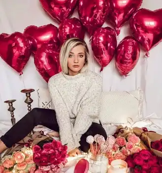 18inch 100buc Baloane inima Rosie gonflabile dragoste folie, Baloane nunta ziua Îndrăgostiților Decoratiuni de Nunta balon cu heliu globos