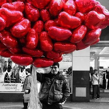 18inch 100buc Baloane inima Rosie gonflabile dragoste folie, Baloane nunta ziua Îndrăgostiților Decoratiuni de Nunta balon cu heliu globos