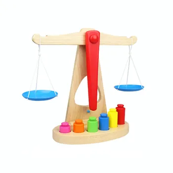 Montessori Educaționale de Simulare Jucărie din Lemn, barna Cântar Senzoriale Jucărie Mâinile-pe Capacitatea de Formare Pentru Copii