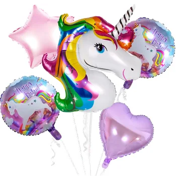 Taoqueen Desene animate palarie Petrecere de Ziua Decor Copii Unicorn Baloane Micul Meu cal Provizii pentru Petrecere Baloane Set caciula