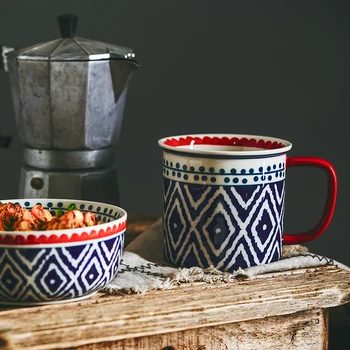 Creativ Retro Ceramice Tacamuri Set De Farfurie Supa De Cafea Cu Lapte Cana De Bucătărie Salata Farfurie Overglaze Tacamuri