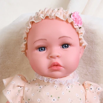 45CM Rochie Drăguț Silicon Renăscut Baby Dolls Jucarii Pentru Fete Roz Galben Haine Banda de Păr Moale Umplute Corp Bebe Renăscut Copilul