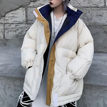 Iarna -20℃ Jachetă Oversize De Sex Feminin Strat De Mozaic Hanorac Femei Căptușit Cu Fermoar Uza Hanorac Gros Streetwear Palton Cald
