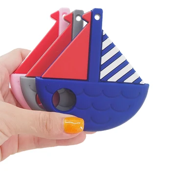 Chenkai 10BUC BPA Gratuit Silicon Barcă cu pânze jucării Teether Senzoriale Guma de Suzeta DIY Copilul Colier Pandantiv Dentiție Jucării de Mestecat