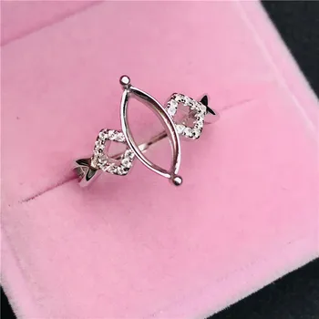 Marchiza forma de foraj inele baza S925 argint inel de bază coadă penis setare de piatră încrustat moda bijuterii DIY femei frumoase